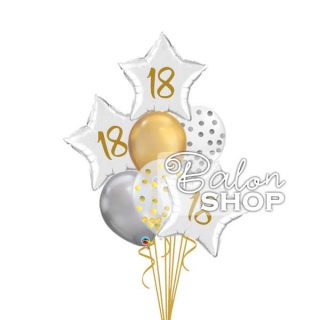 Zlatno & srebrni buket balona za 18. rođendan