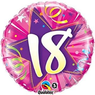 Balon za 18. rođendan ciklama sa zvezdom
