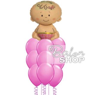 Balon u obliku bebe devojčice u buketu