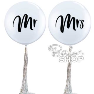 Mr & Mrs veliki balon sa srebrnom dekoracijom