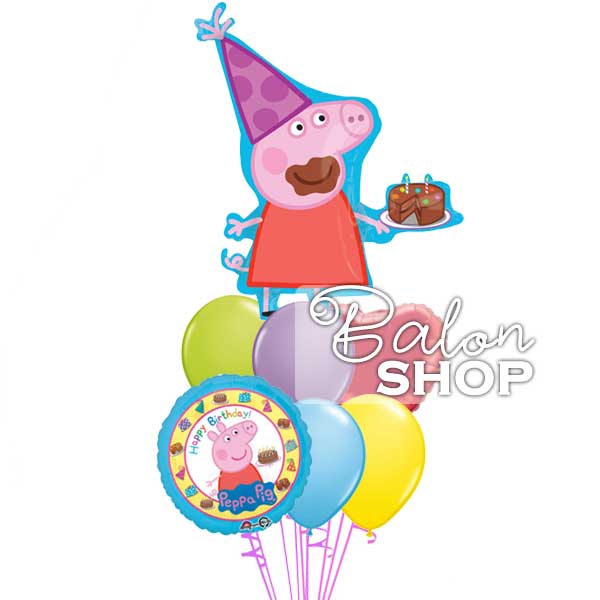 Veliki rođendanski Pepa prase buket balona