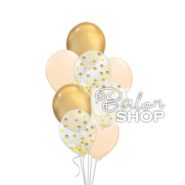 zlatno krem buket balona sa konfetama
