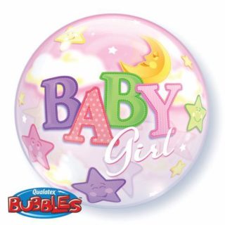 Bubble Baby Girl mesec i zvezde balon