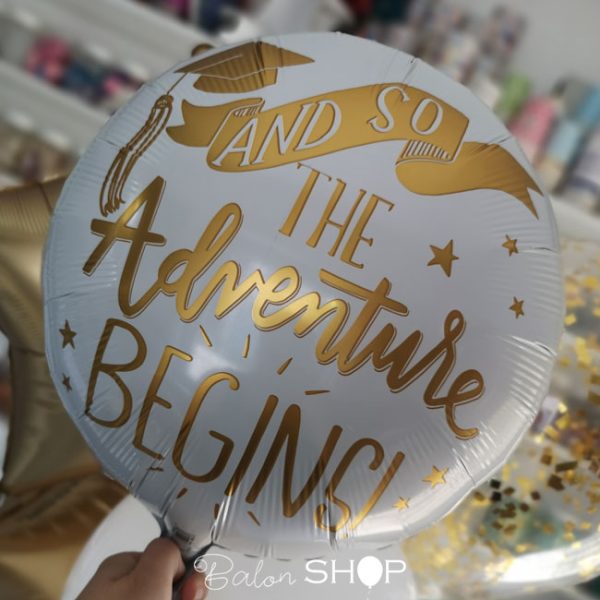 balon za diplomiranje zlatno beli