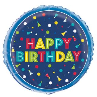 Happy Birthday balon plavi sa konfetama