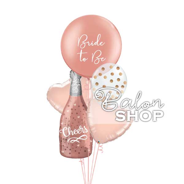 bride to be gold rose buket balona