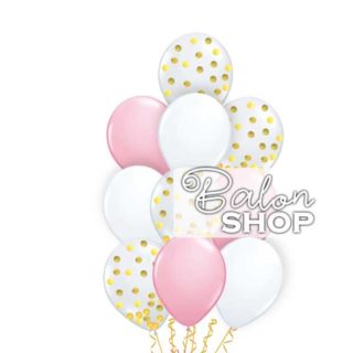 Roze beli buket sa konfetama