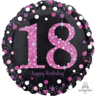 18. rođendan balon elegantan roze crni