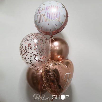 rose gold buket balona sa helijumom