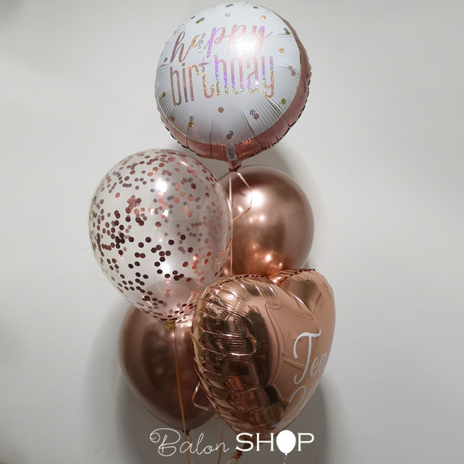 rose gold buket balona sa helijumom
