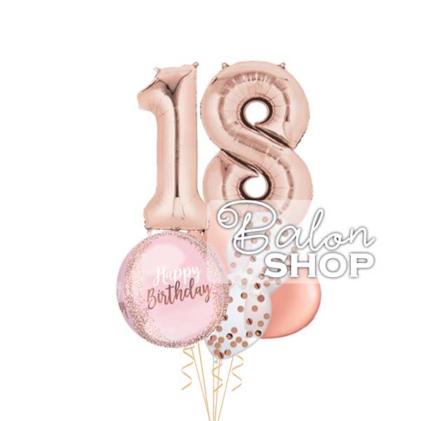 happy birthday rose gold buket za 18 rodjendan