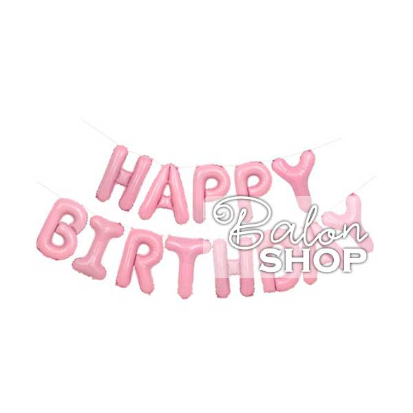 happy birthday slova baloni svetlo roze