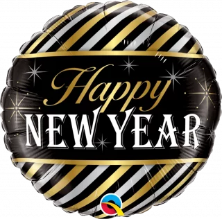 Happy new YEAR crno zlatni balon sa prugama