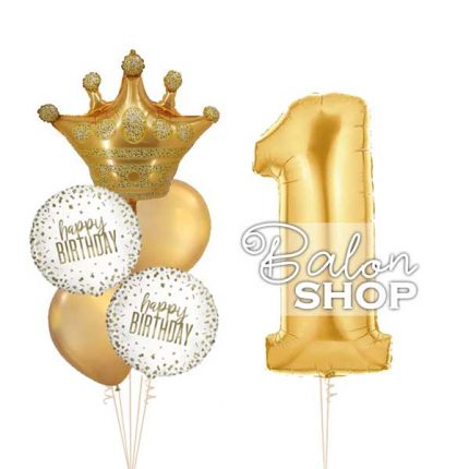 kruna zlatni baloni za prvi rodjendan