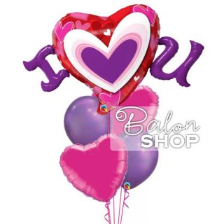 Buket balona Love u roze boji