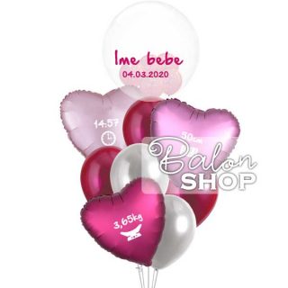 Elegantni baloni za rođenje devojčice u buketu