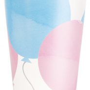bele case sa roze i plavim balonima