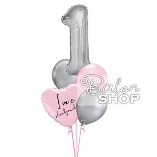 Pink baloni za prvi rođendan sa imenom slavljenice