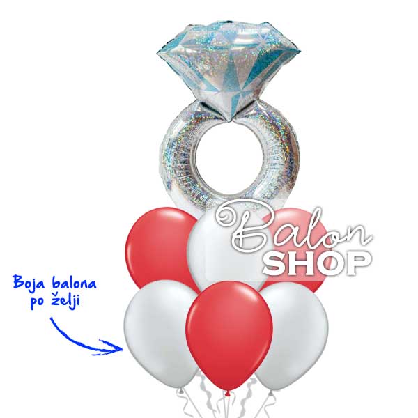 prsten crveno srebrni baloni