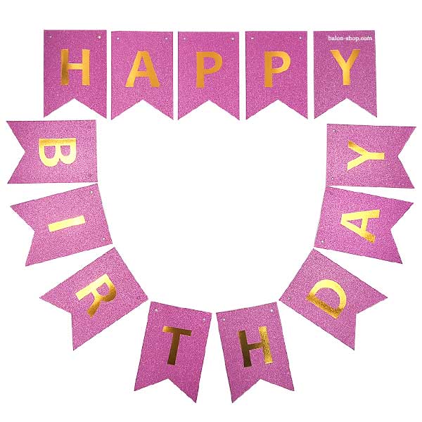 Roze baner Happy Birthday