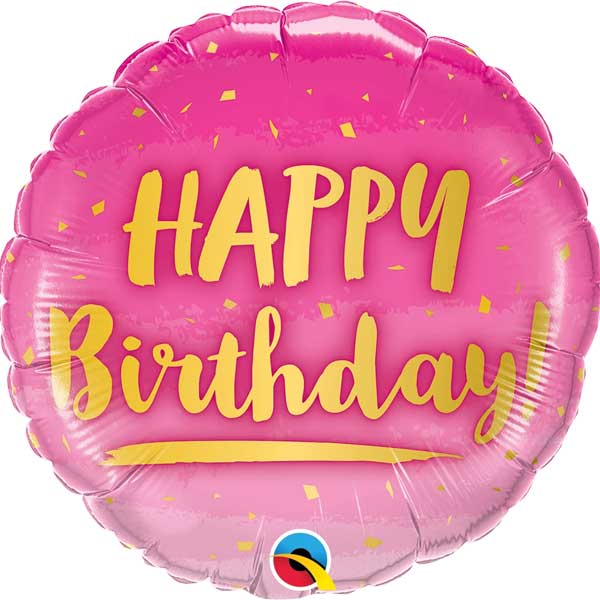 roze happy birthday balon