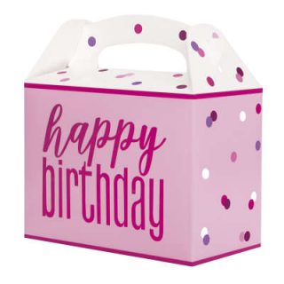 Roze kutije za slatkiše Happy Birthday