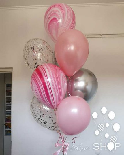 roze srebrni baloni