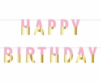 roze zaltni happy birhday baner