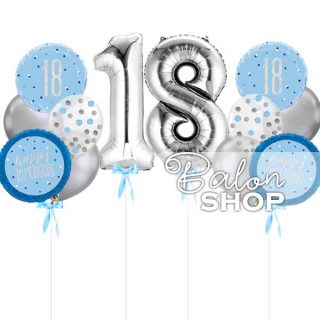 Srebrno & Plavi set za 18. rođendan Happy birthday
