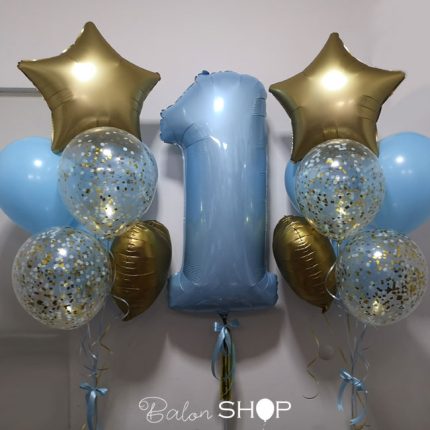 plavo zlatni baloni za prvi rodjendan