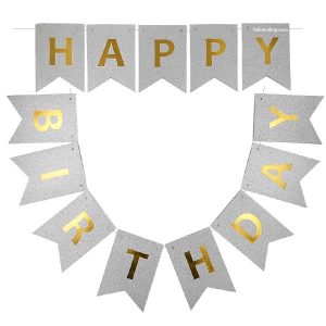 srebrni baner happy birhday