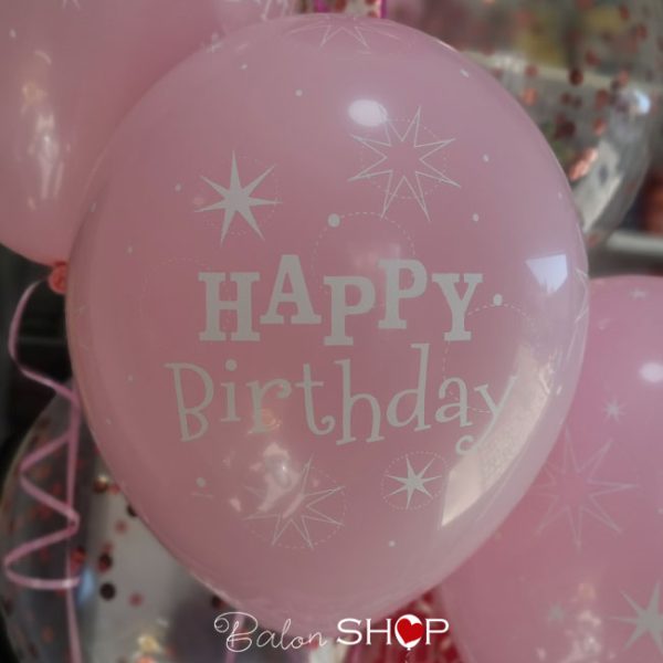 svetlo roze latex balon happy birhday