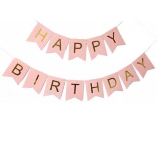 Roze baner Happy Birthday
