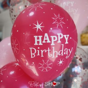 tamno roze happy birthday balon gumeni