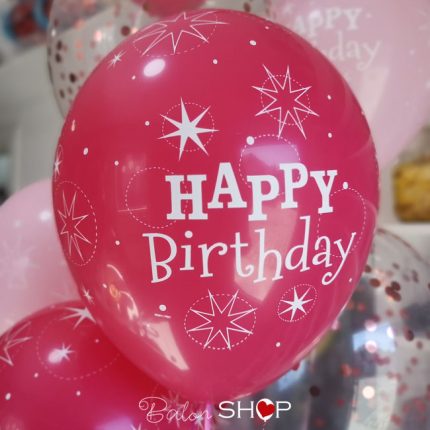 tamno roze happy birthday balon gumeni