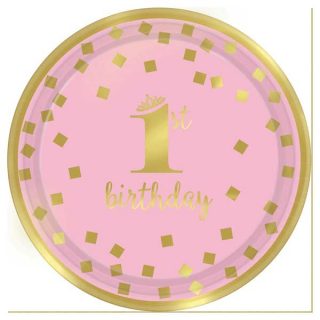 Roze tanjir za prvi rođendan