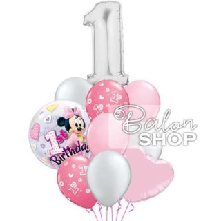Veliki Minnie buket balona za prvi rođendan