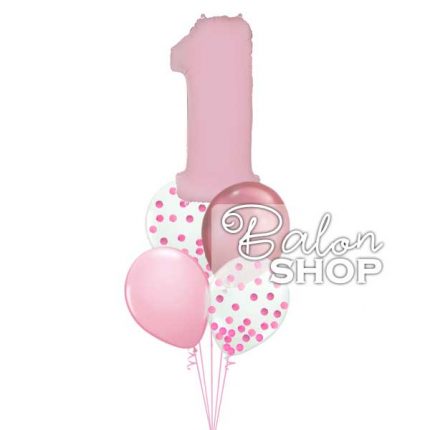 svetlo roze baloni za prvi rodjendan